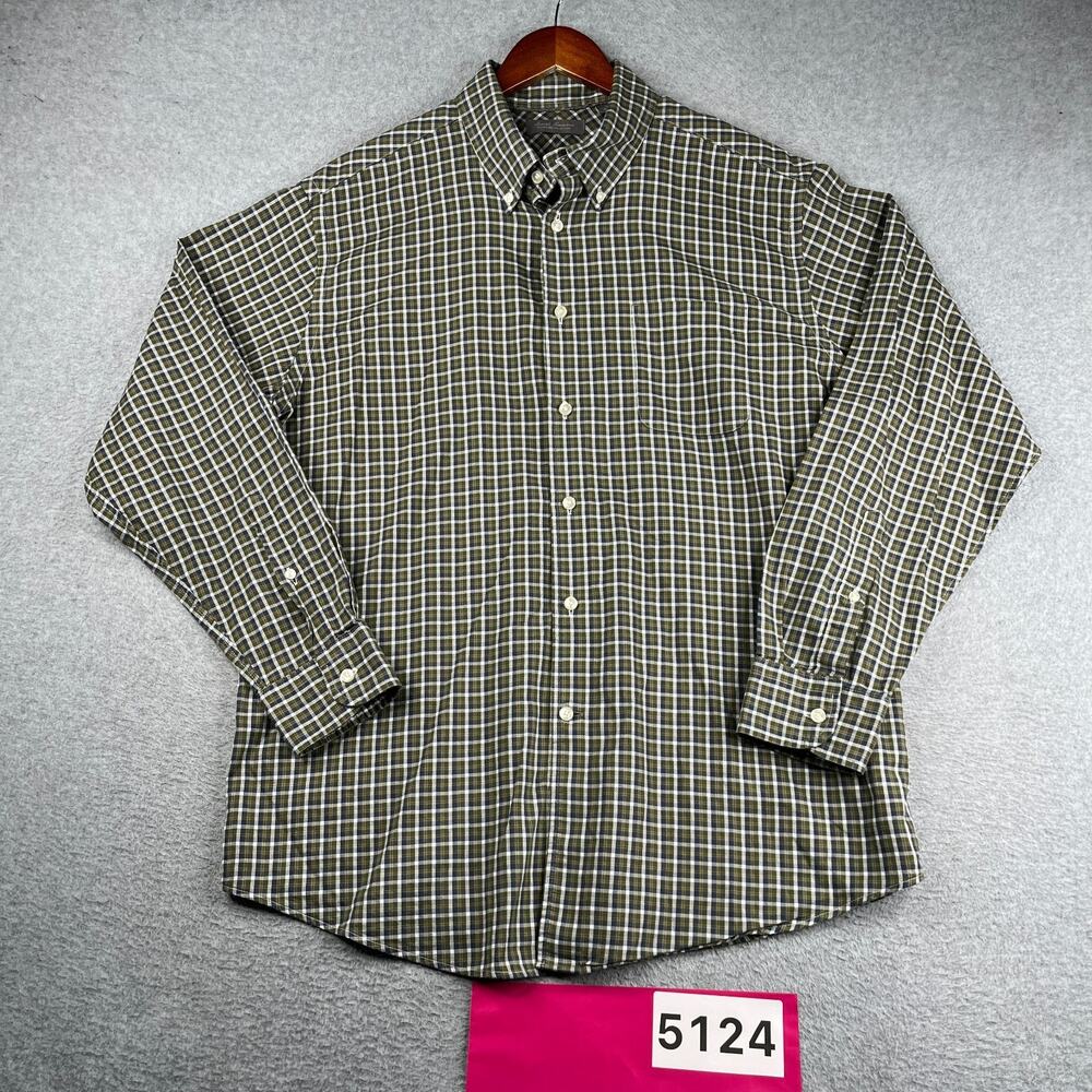 Daniel Cremieux Green Check Shirt Casual Classic Button Up Long Sleeve Mens XL